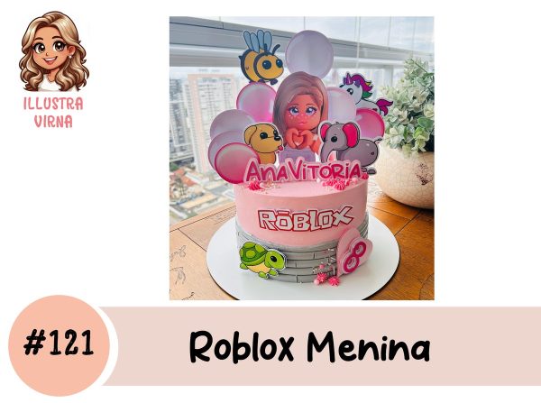 #121 - Arquivo de Corte Topo de Bolo - Roblox Menina - Imagem 2