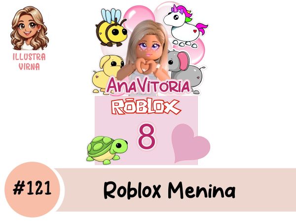 #121 - Arquivo de Corte Topo de Bolo - Roblox Menina