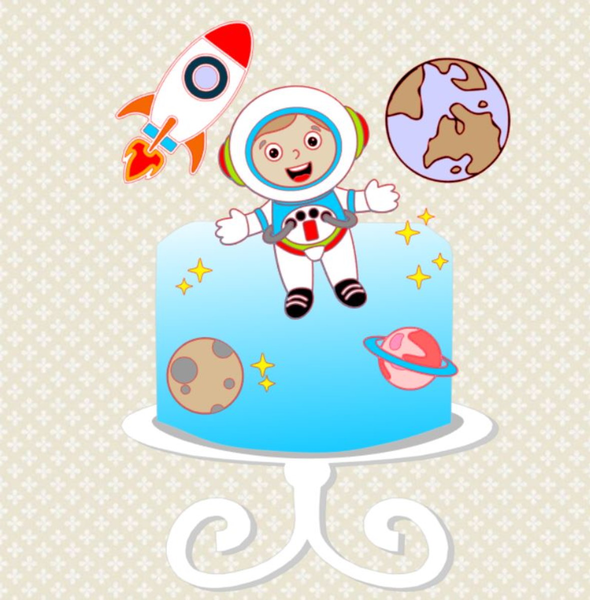 #1606 Arquivo Digital corte Topo de bolo Astronauta CAMADAS