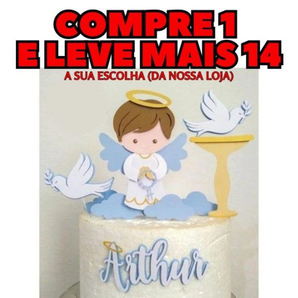 #1610 Arquivo de Corte Topo de Bolo Batizado Camadas Studio - Imagem 2