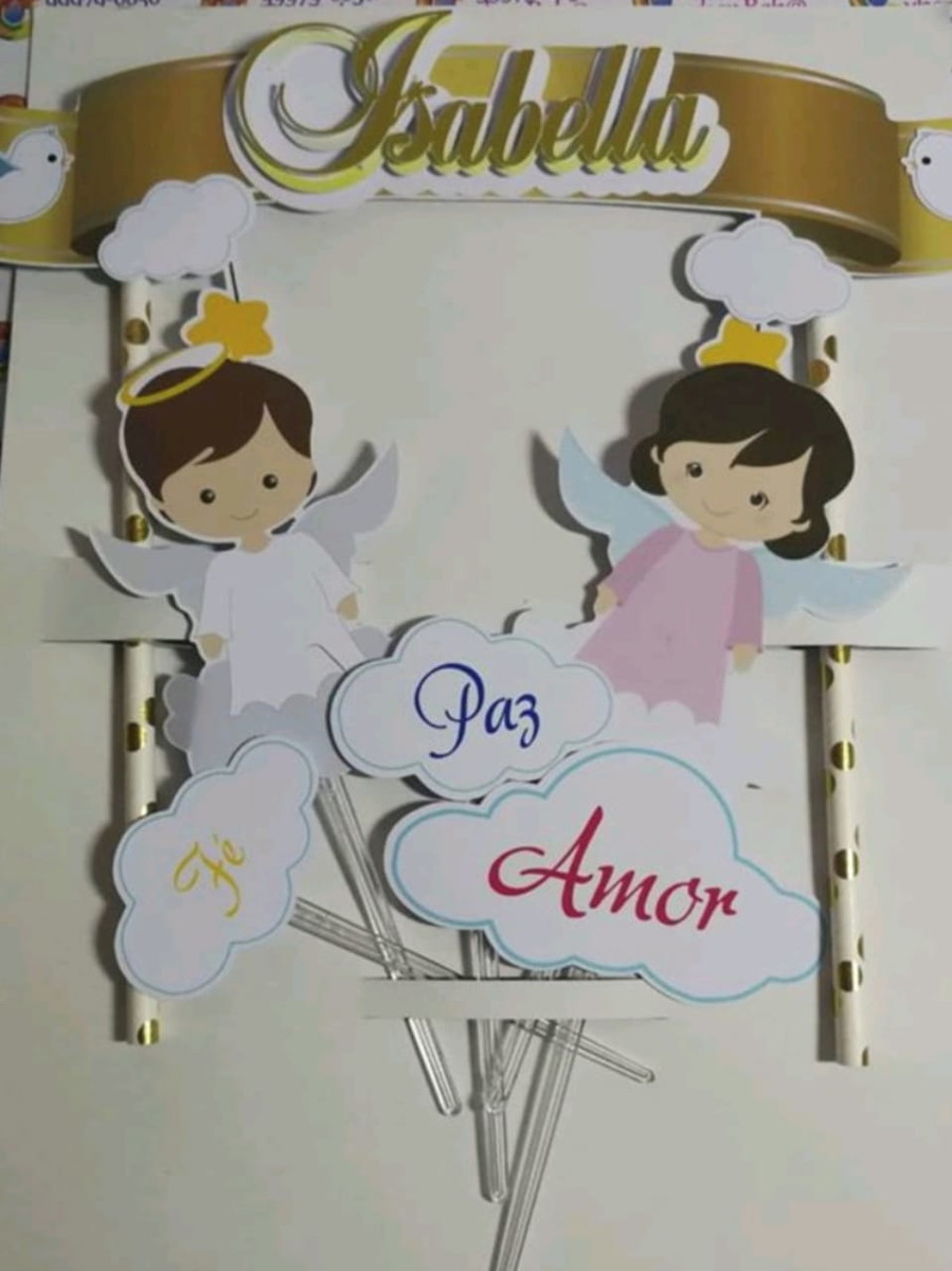 #1621 Arquivo de corte Topo de bolo Batizado STUDIO