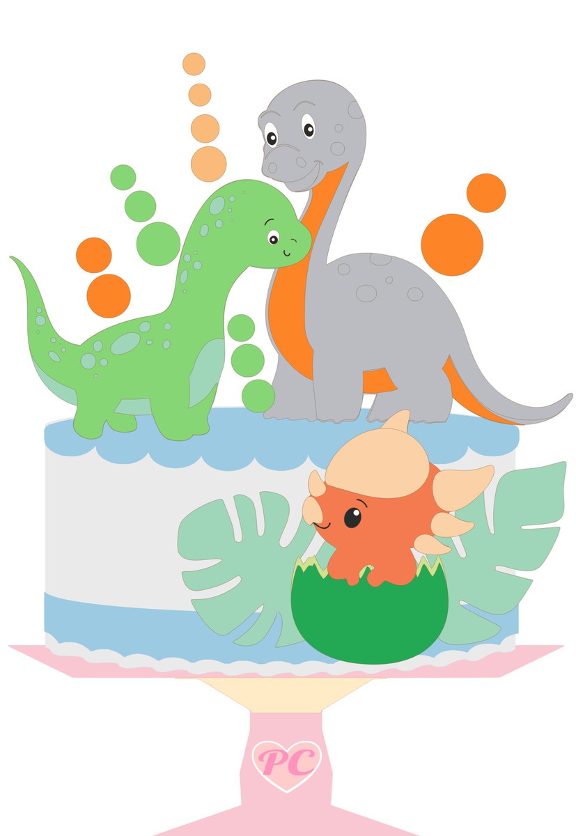 #2024 Arquivo corte Topo de Bolo Dinossauros CAMADAS STUDIO