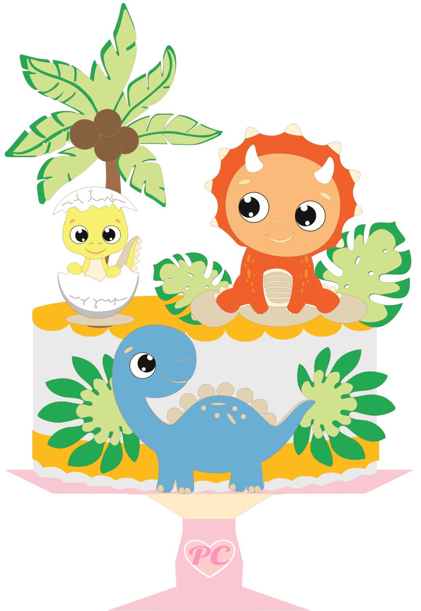 #2026 Arquivo corte Topo de Bolo Dinossauros CAMADAS STUDIO