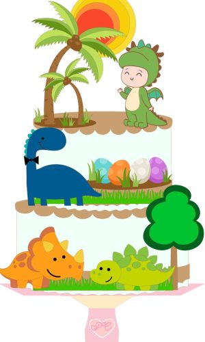 #2030 Arquivo corte Topo de Bolo Dinossauros CAMADAS STUDIO