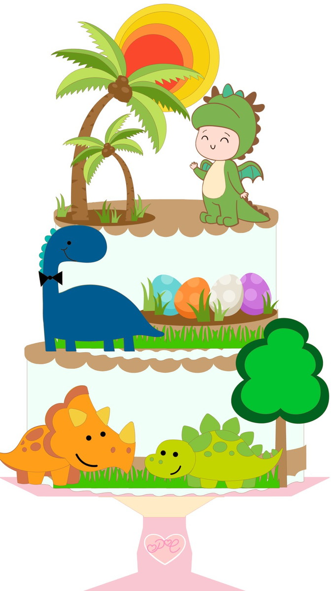 #2030 Arquivo corte Topo de Bolo Dinossauros CAMADAS STUDIO