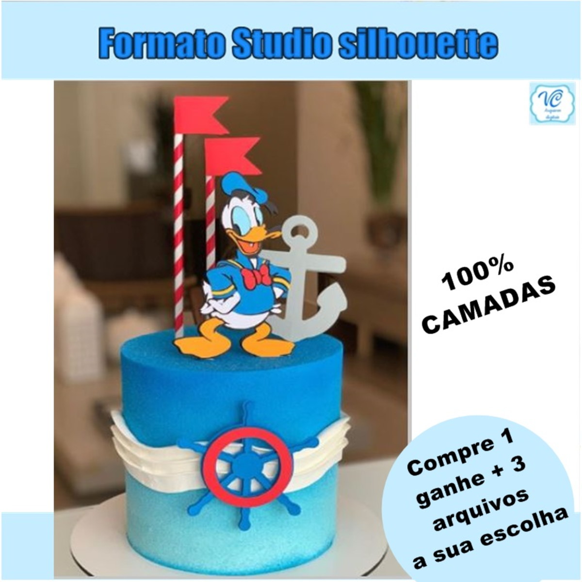 351- Arquivo de Corte Topo de Bolo Pato Donald CAMADAS