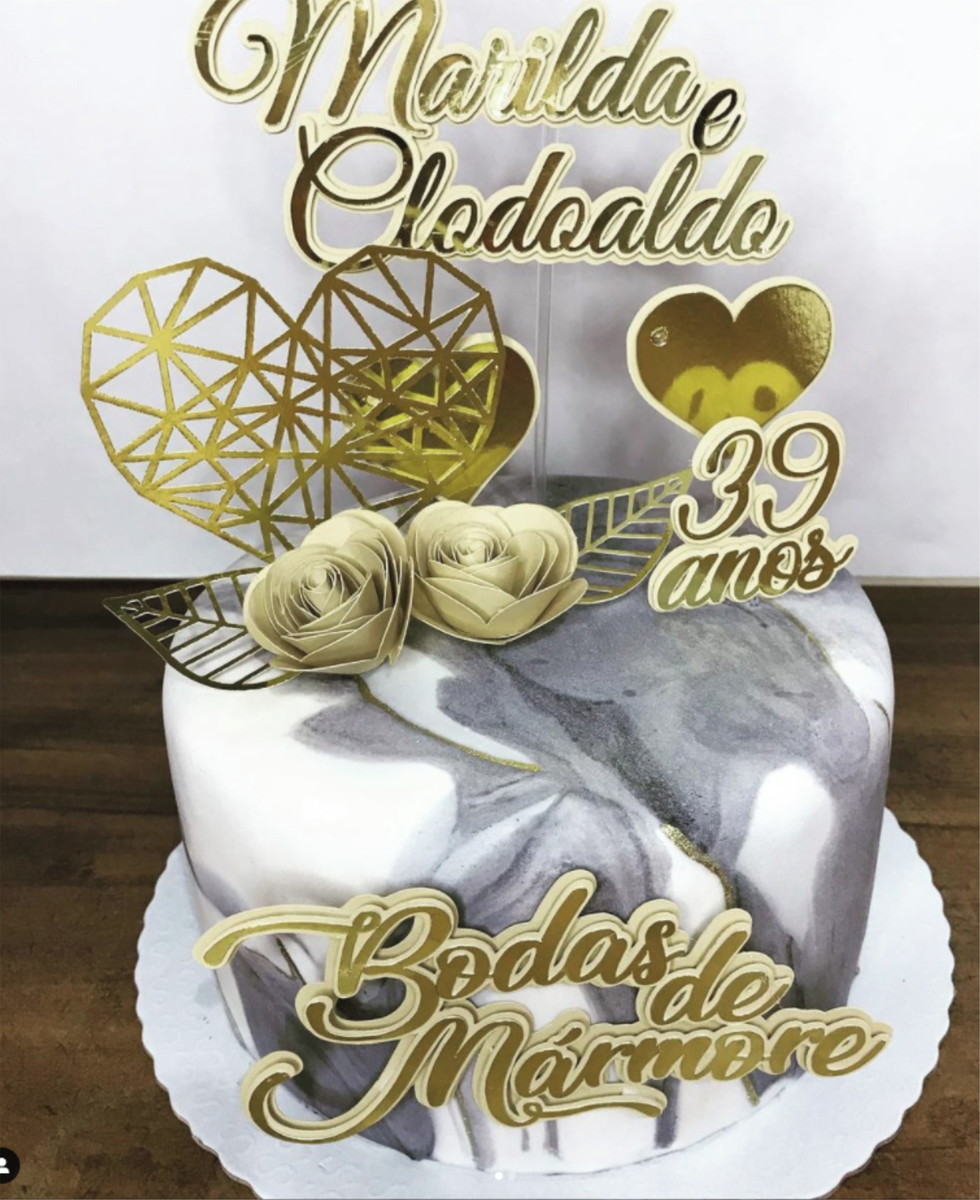 38- Arquivo Silhouette - Digital Topo Bolo Bodas Mármore + 9 - Imagem 2