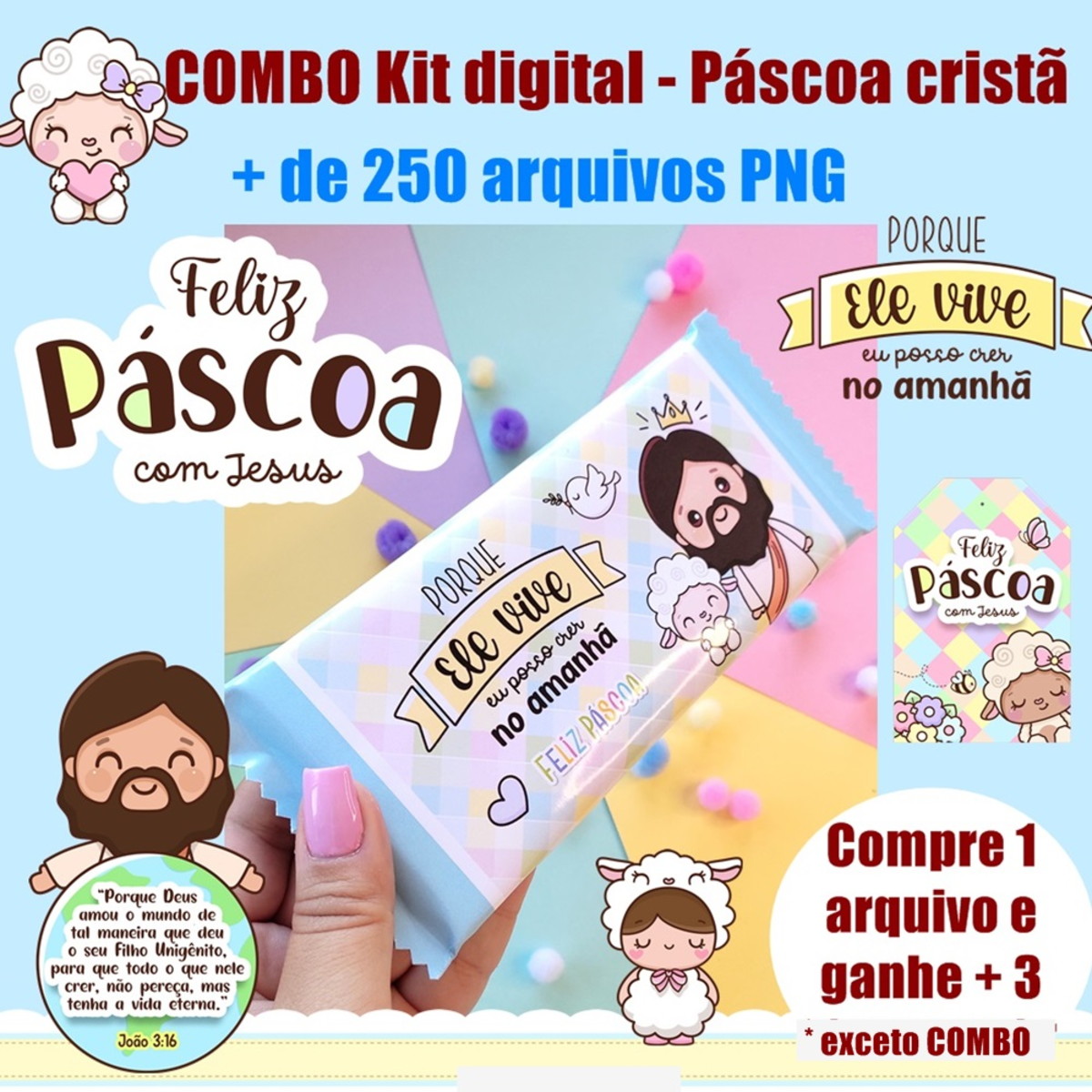 636 -COMBO KIT DIGITAL PÁSCOA cristã 2022