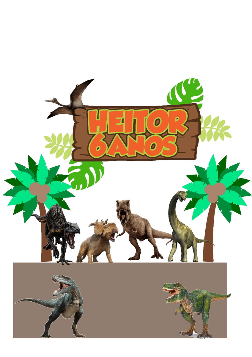 678 - Arquivo Digital Topo de Bolo Dinossauro