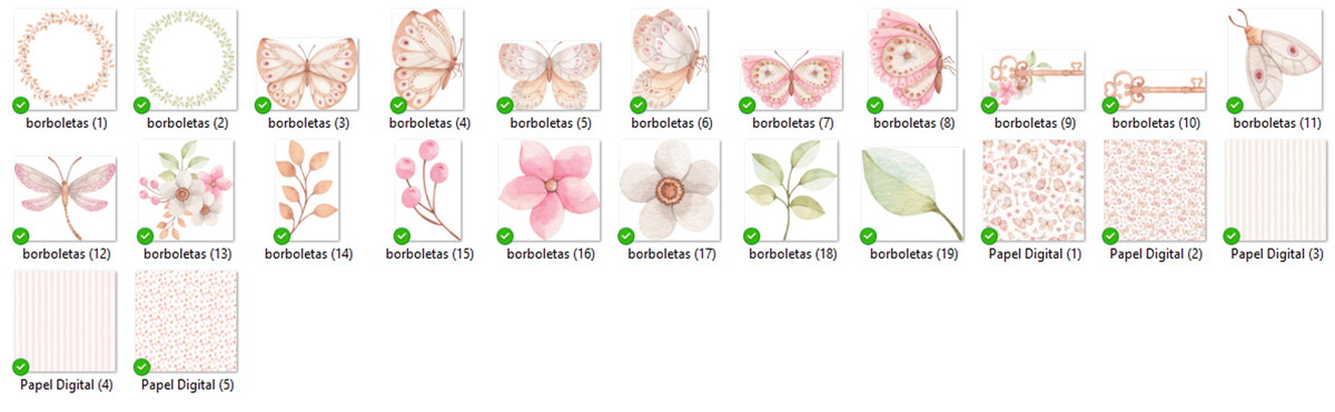 681 - Borboletas Aquarela - Kit Digital