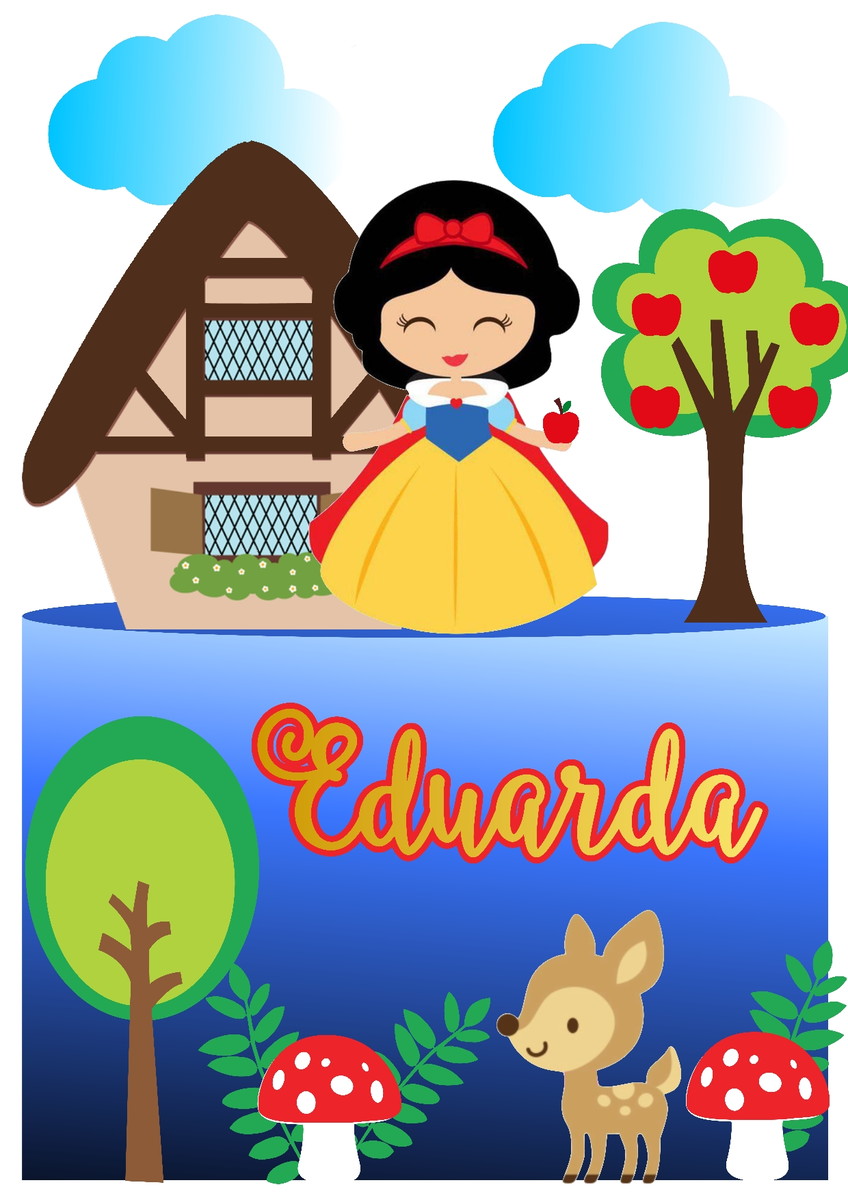 801 - Arquivo Digit Topo de Bolo Branca de Neve Cute Camadas