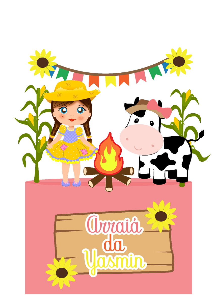 808 Arquivo Digital - Topo de Bolo Arraiá Menina