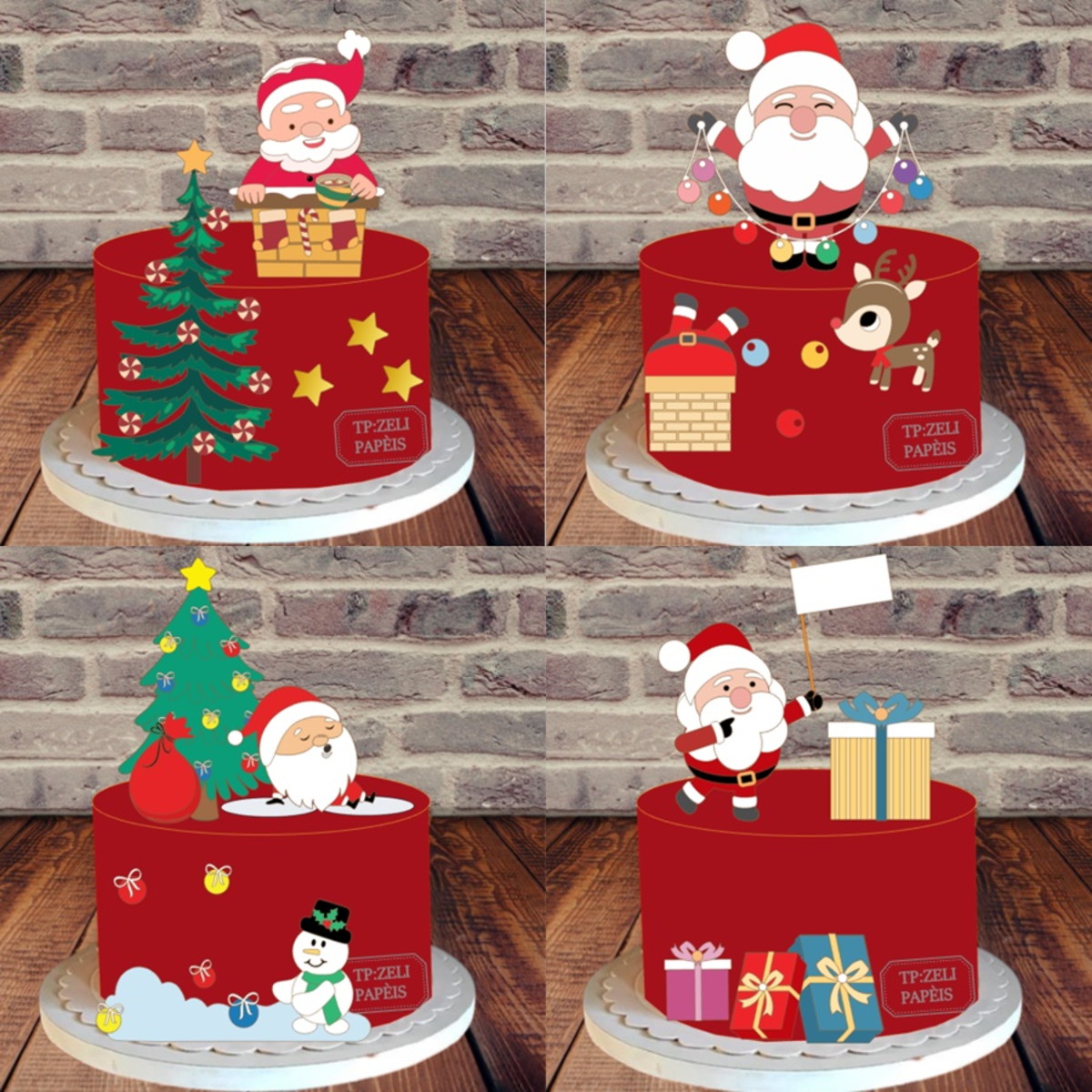 Arquivo de Corte Topos de Bolo Natal em Camadas