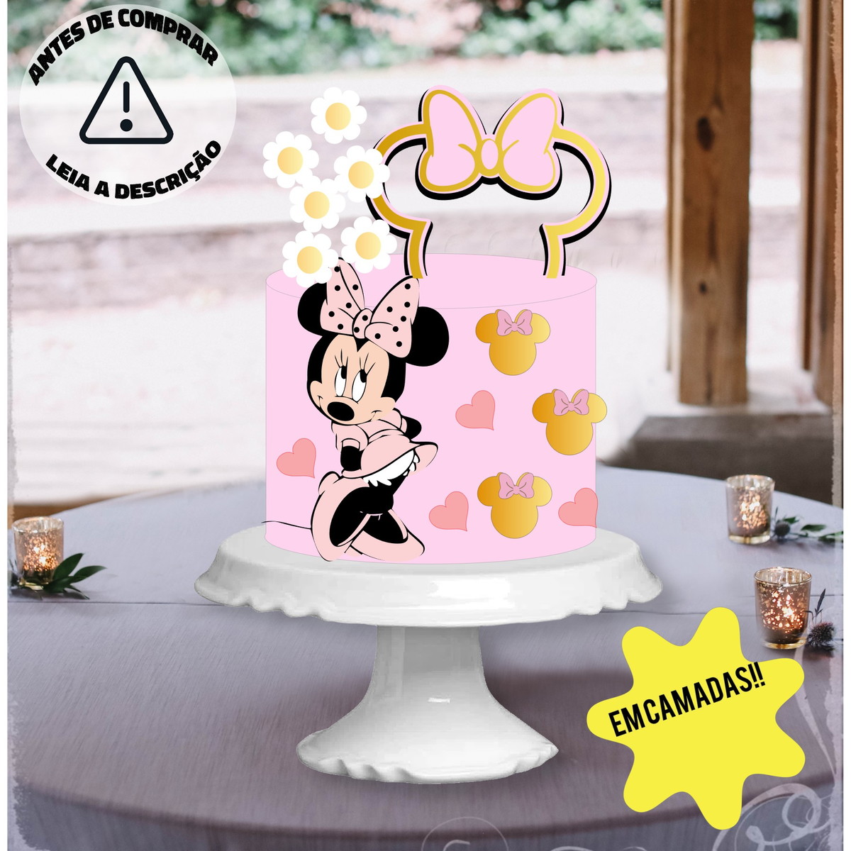 Arquivo Corte Camadas Topo Bolo Minnie rosa