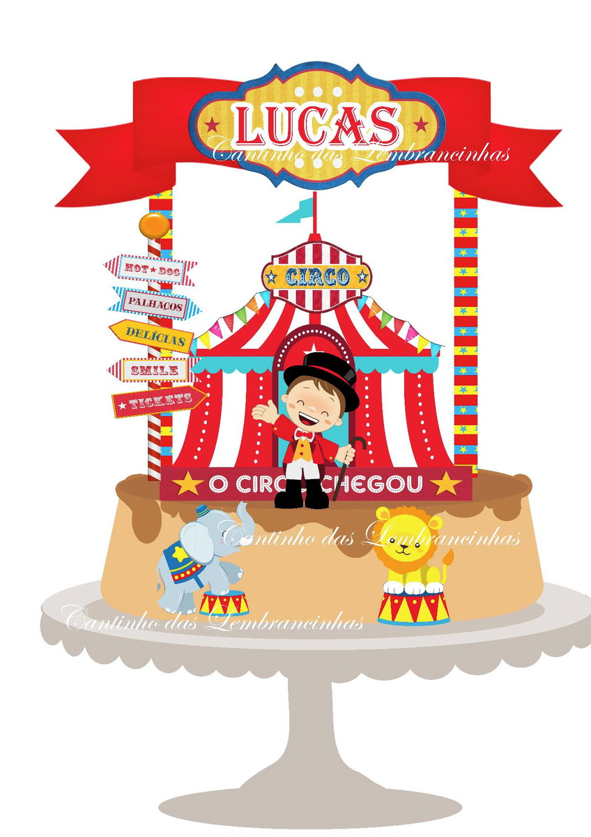 Arquivo corte Silhouette Topo de Bolo Circo 01 - Menino
