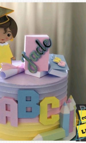 Arquivo Corte Topo de Bolo Abc Formatura Menina Livro 3d