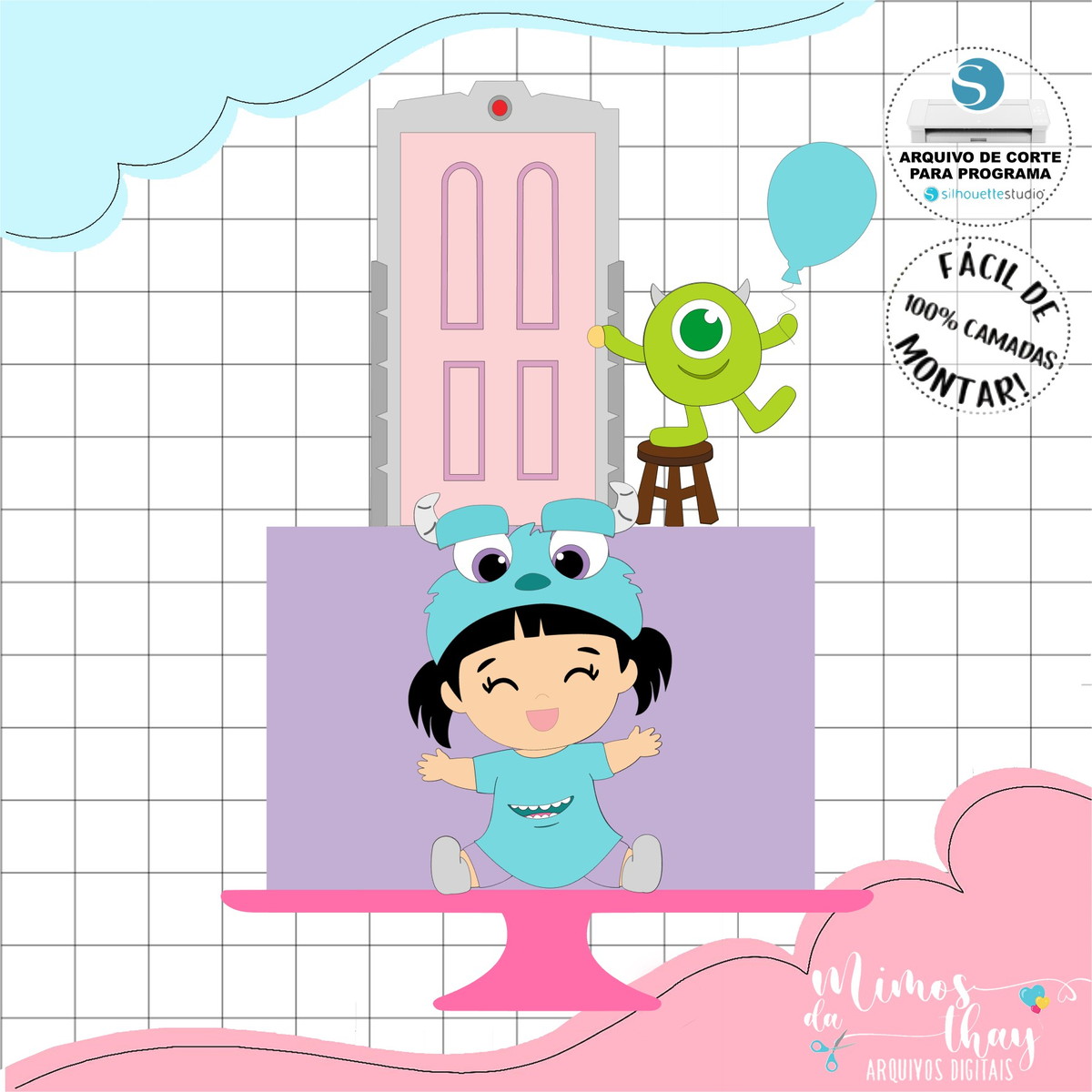 Arquivo Corte: Topo de Bolo Baby Monstros Sa Cute 005