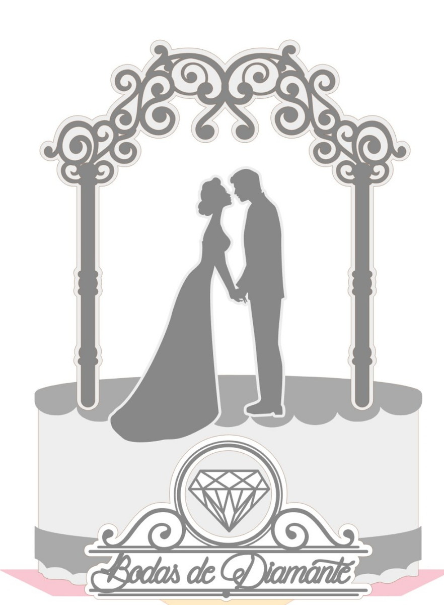 Arquivo Corte Topo de Bolo Bodas de Diamante