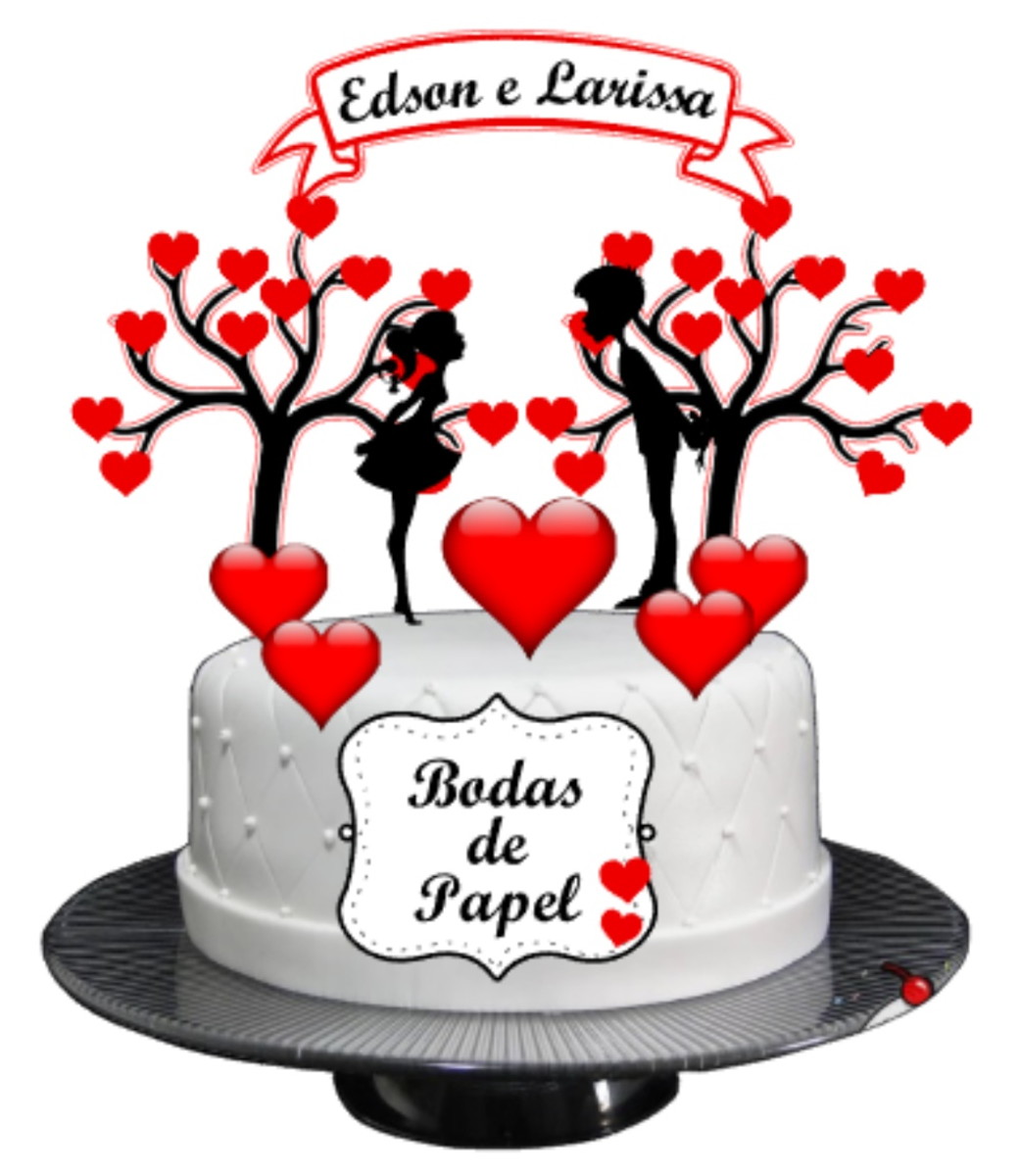 Arquivo Corte Topo de Bolo Bodas de Papel
