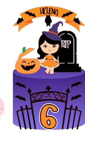Arquivo Corte Topo de Bolo Halloween Menina Camadas #161#