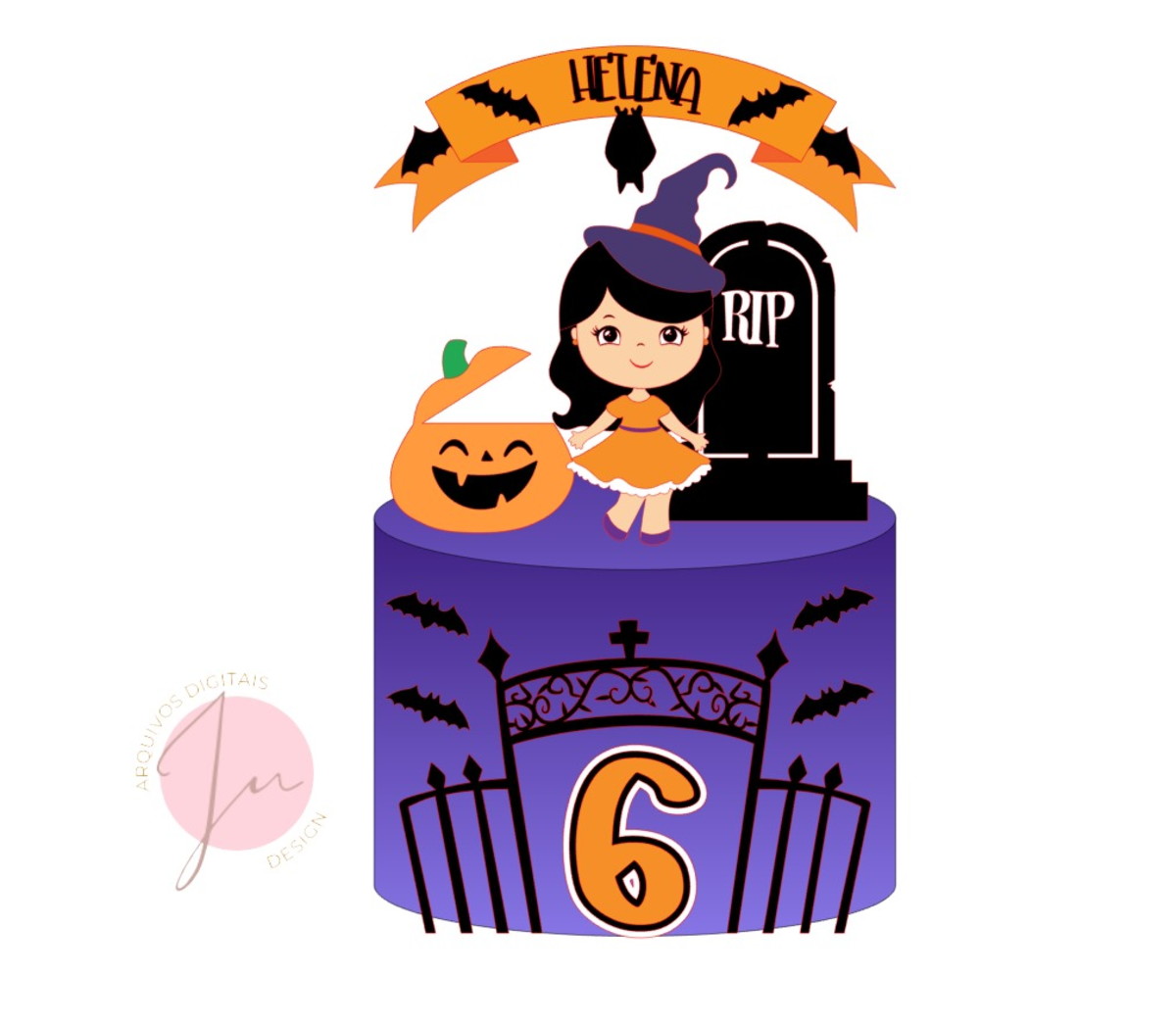 Arquivo Corte Topo de Bolo Halloween Menina Camadas #161#