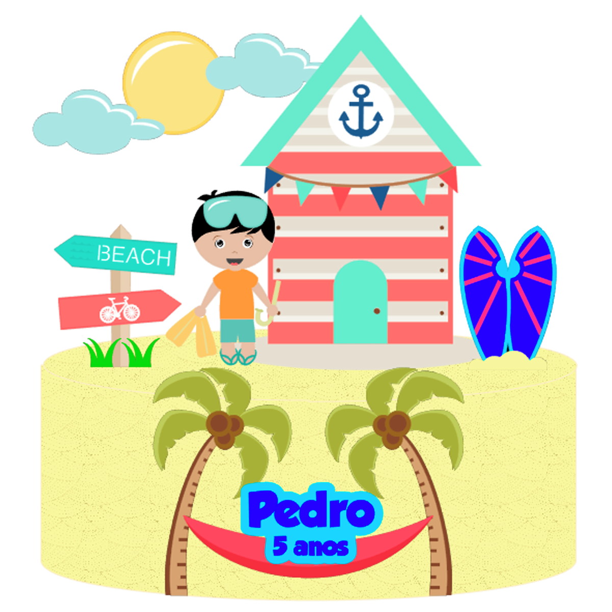 Arquivo Corte: Topo de Bolo Verão Menino na Praia 013