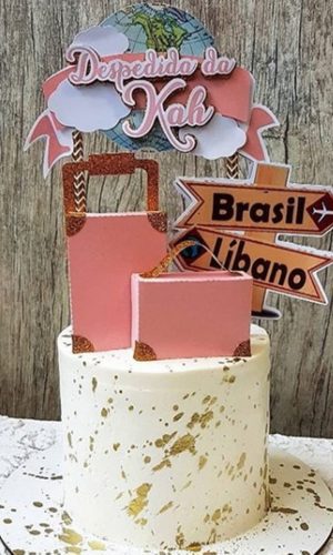 Arquivo Corte - Topo de bolo Viagem Mala 3d