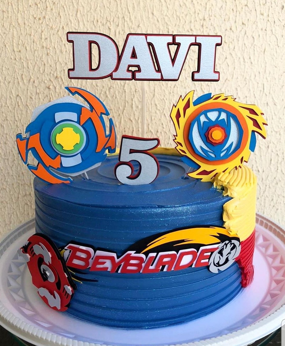 Kit com 5 arquivos de corte 01-BEYBLADE TOPO DE BOLO CAMADAS