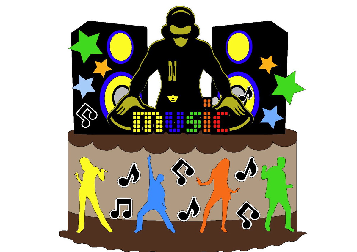 Kit com 5 arquivos de corte 01-DJ TOPO DE BOLO EM CAMADAS