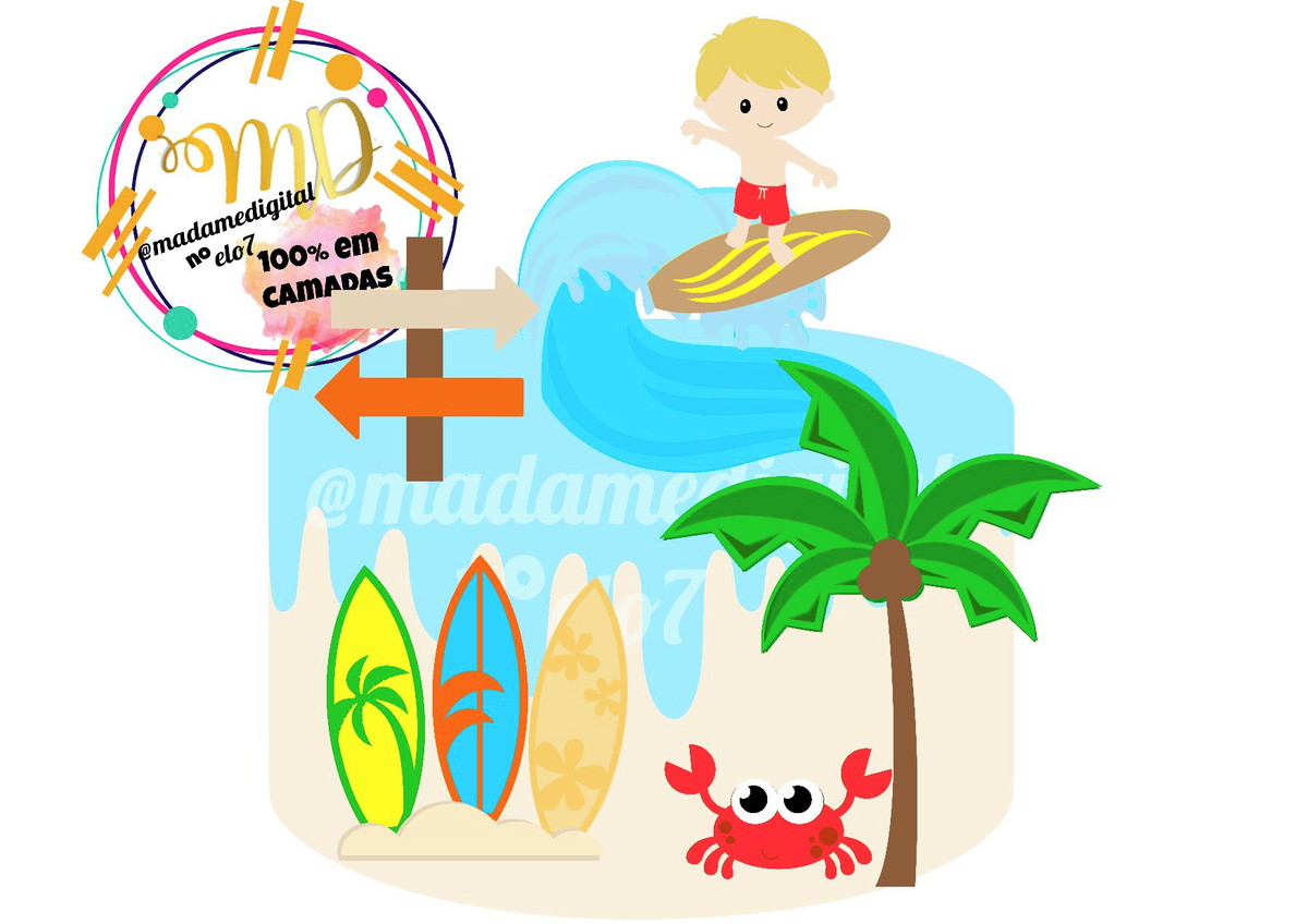 Kit com 5 arquivos de corte: 01-PRAIA TOPO (CAMADAS)