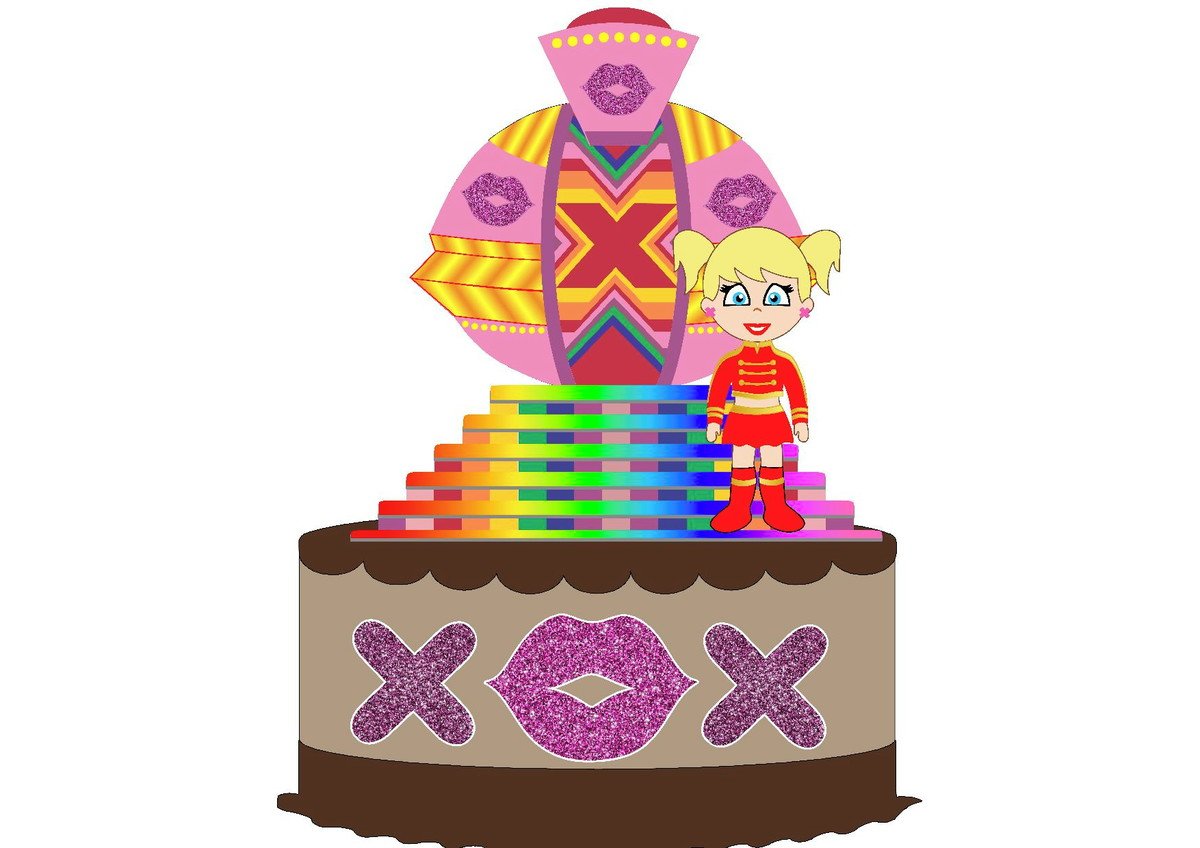 Kit com 5 arquivos de corte 01-XUXA TOPO DE BOLO EM CAMADAS