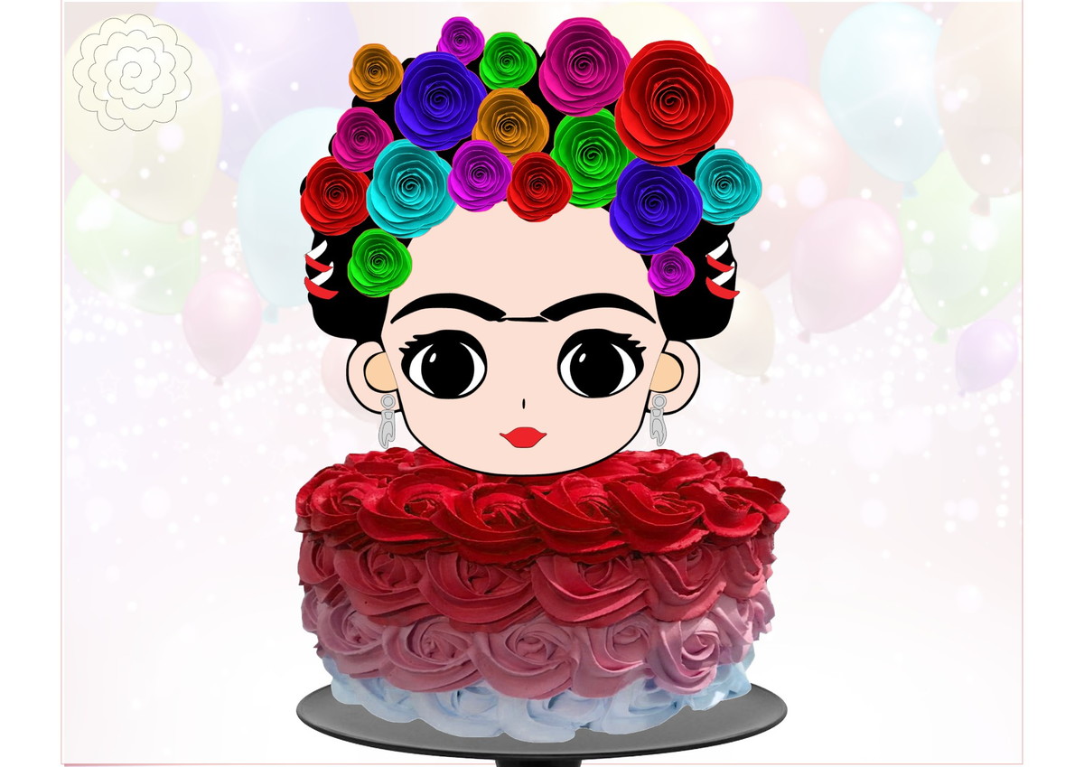 Kit com 5 arquivos de corte 03-FRIDA TOPO DE BOLO EM CAMADAS