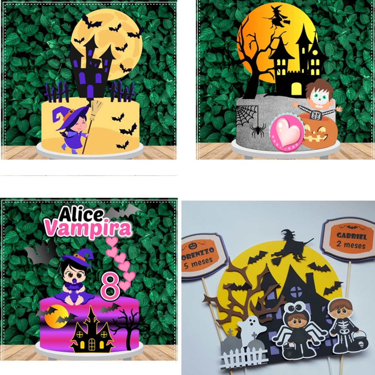 ARQUIVO DE CORTE 4 TOPOS DE BOLO HALLOWEEN-CAMADAS