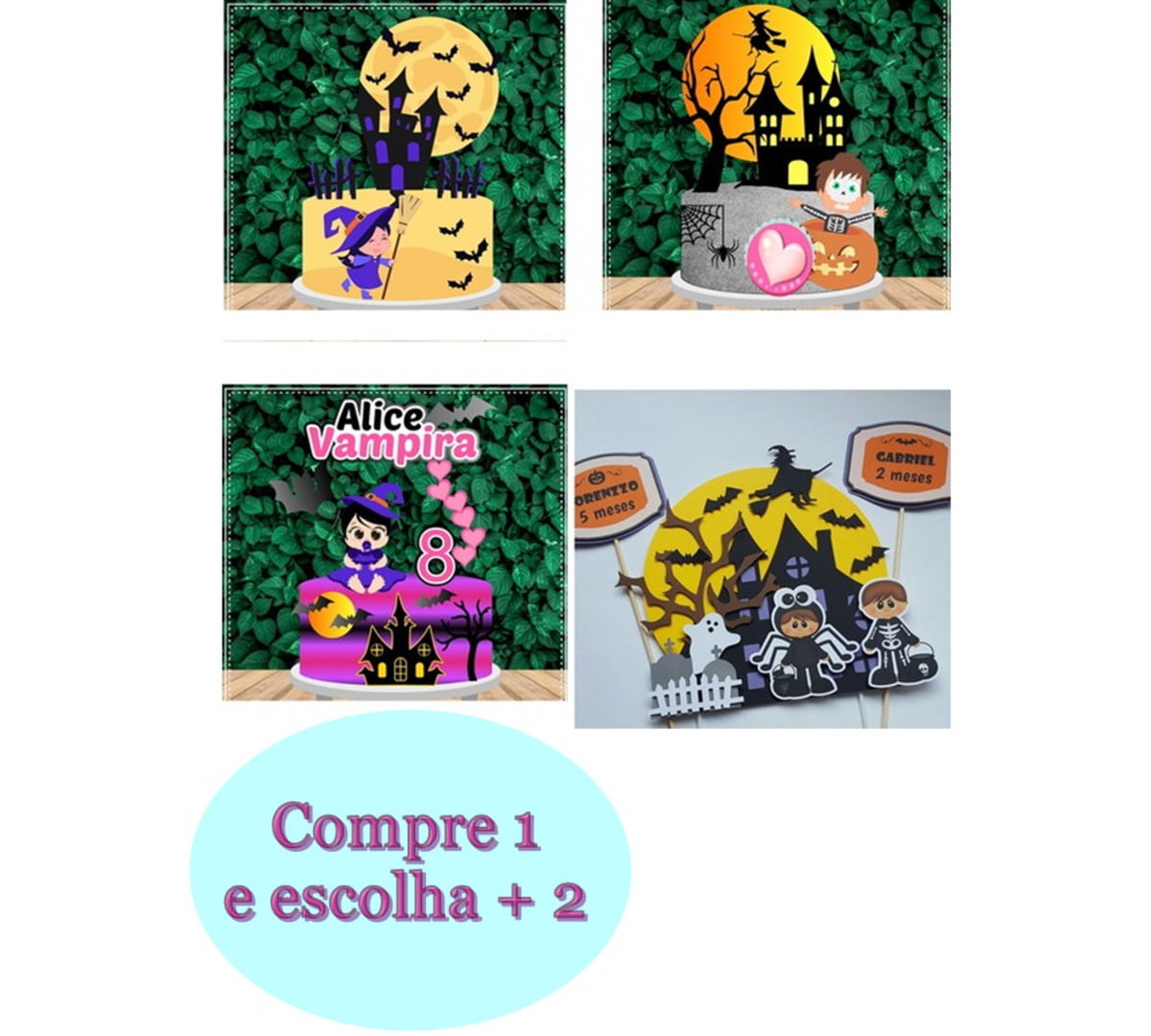 ARQUIVO DE CORTE 4 TOPOS DE BOLO HALLOWEEN-CAMADAS - Imagem 2