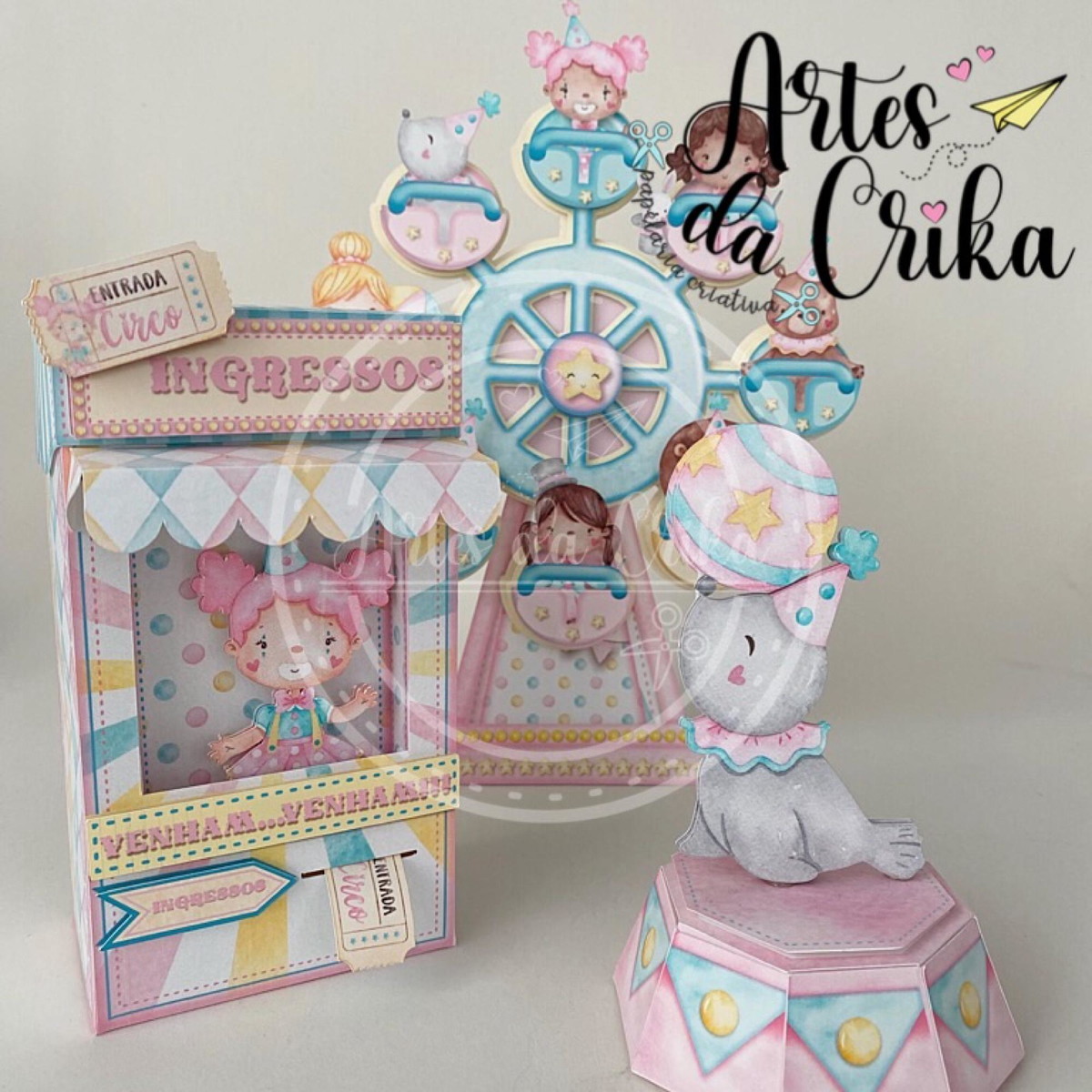 Arquivo de Corte Circo Rosa Aquarela - Imagem 3