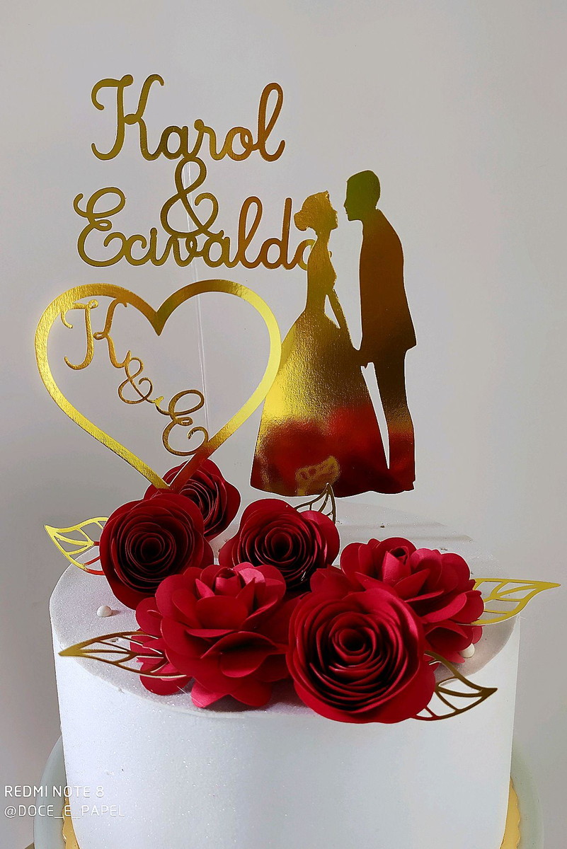 Arquivo de Corte Topo Casamento c/ Flores Vermelha