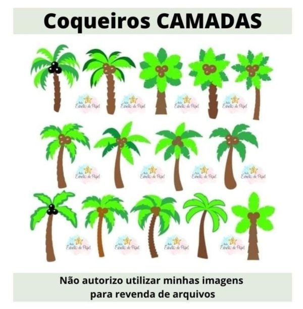 Arquivo de corte Coqueiros em Camadas - Topo de bolo