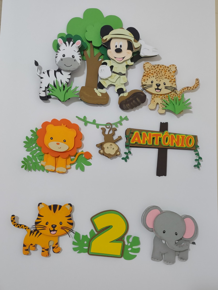Arquivo de corte em camadas topo bolo safari Mickey - Imagem 5