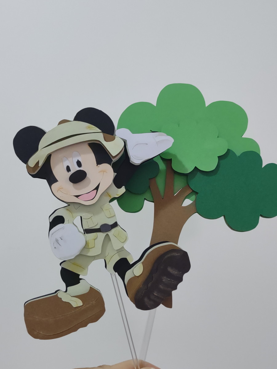 Arquivo de corte em camadas topo bolo safari Mickey
