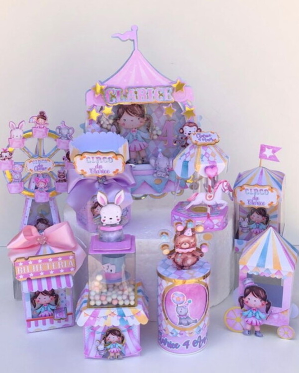 Arquivo de Corte Festa Circo Rosa Aquarela - Arquivo Digital - Imagem 2