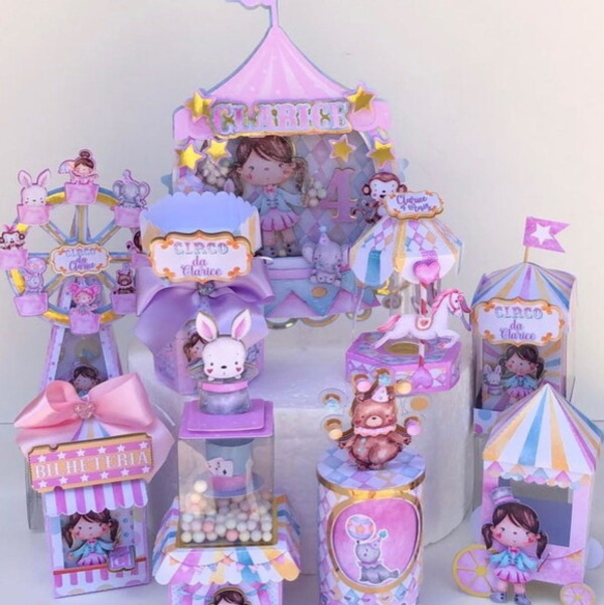 Arquivo de Corte Festa Circo Rosa Aquarela - Arquivo Digital