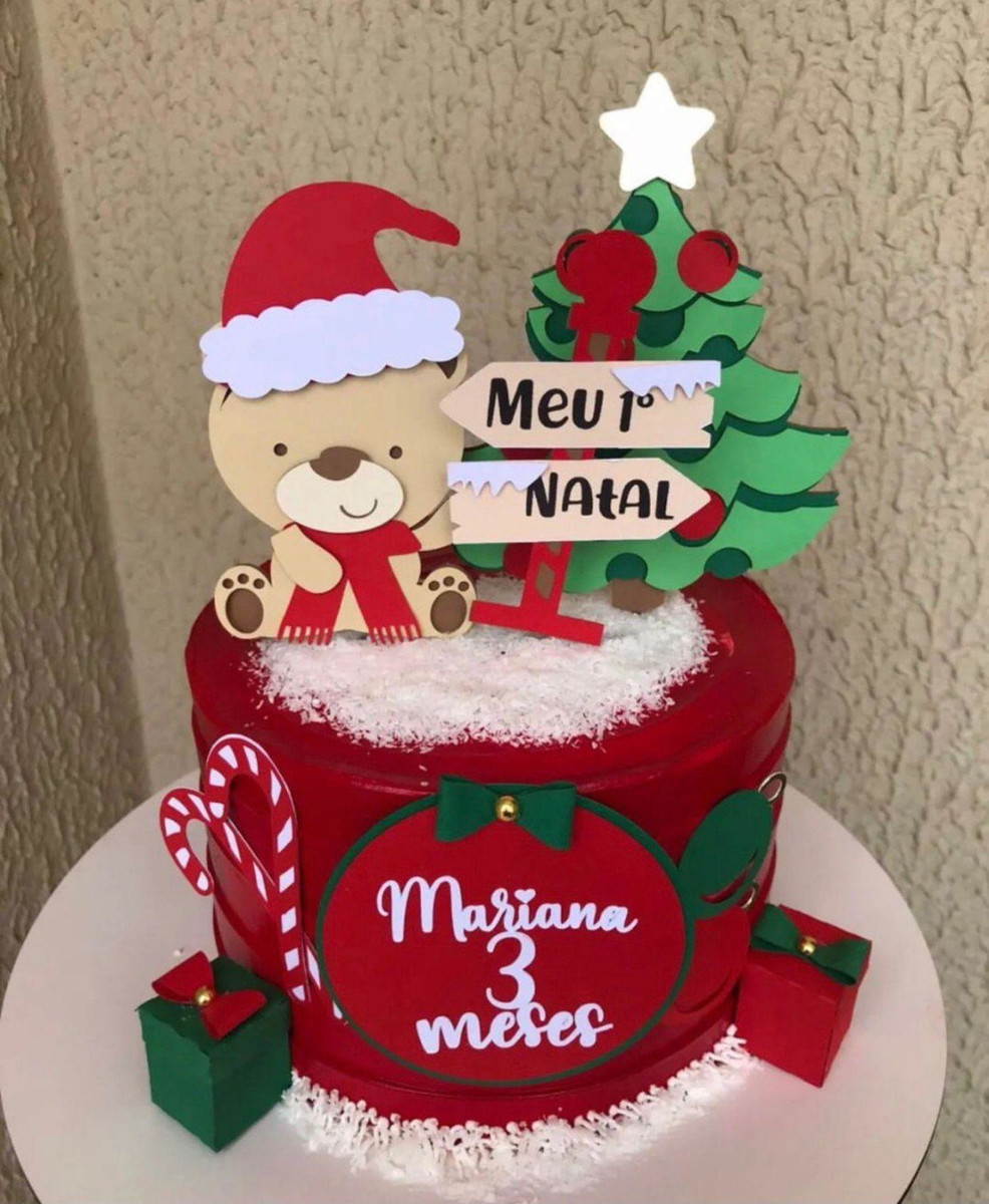 Arquivo de Corte Topo de Bolo 1° Natal Ursinho #16721