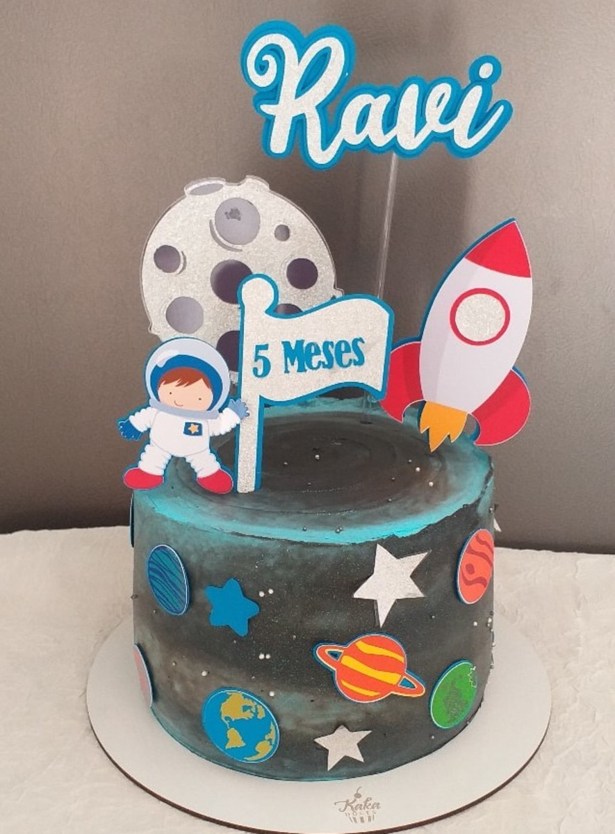 Arquivo de corte topo de bolo Astronauta Cute - Imagem 2