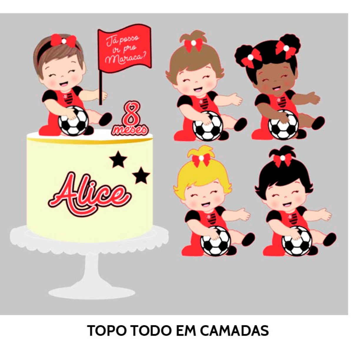 Arquivo de Corte Topo de Bolo Baby Flamengo Menina + Brinde