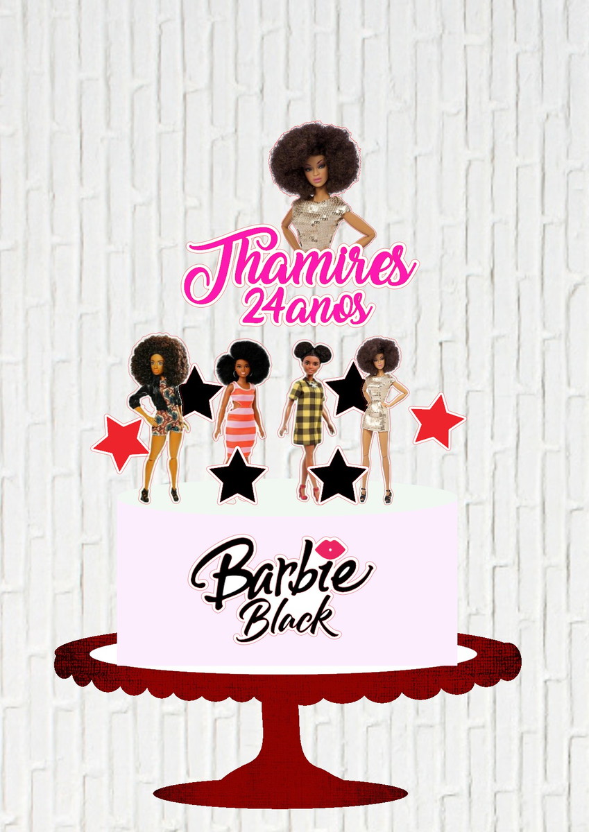 Arquivo de Corte Topo de Bolo Barbie Black - Imagem 2