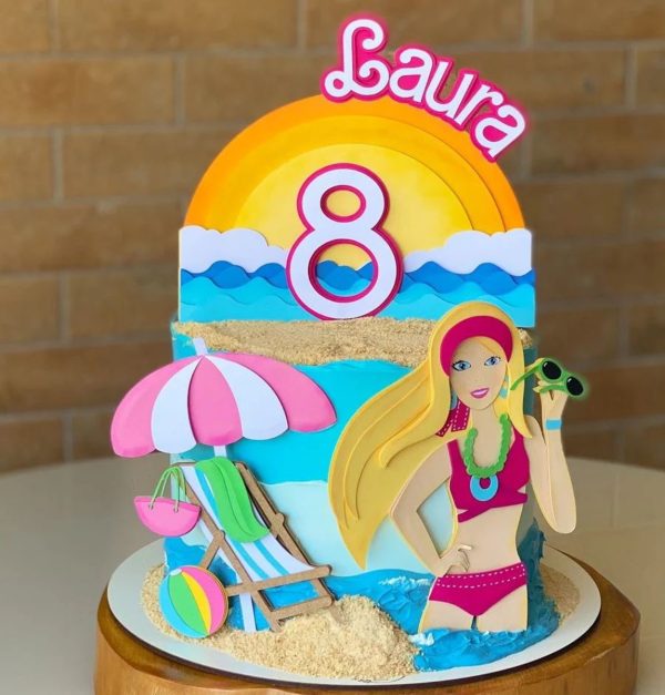 Arquivo de Corte: Topo de Bolo Barbie na Praia 018