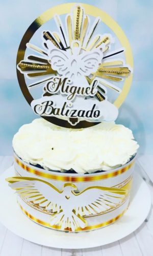Arquivo de Corte Topo de Bolo Batizado Dourado