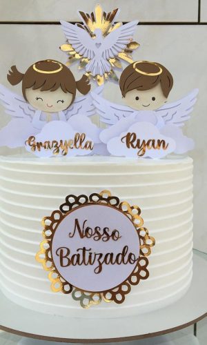 Arquivo de Corte Topo de Bolo Batizado Menino e Menina