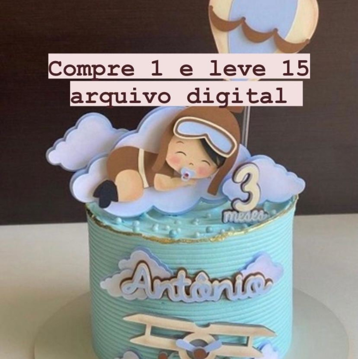 Arquivo de Corte Topo de Bolo Bebe Aviador