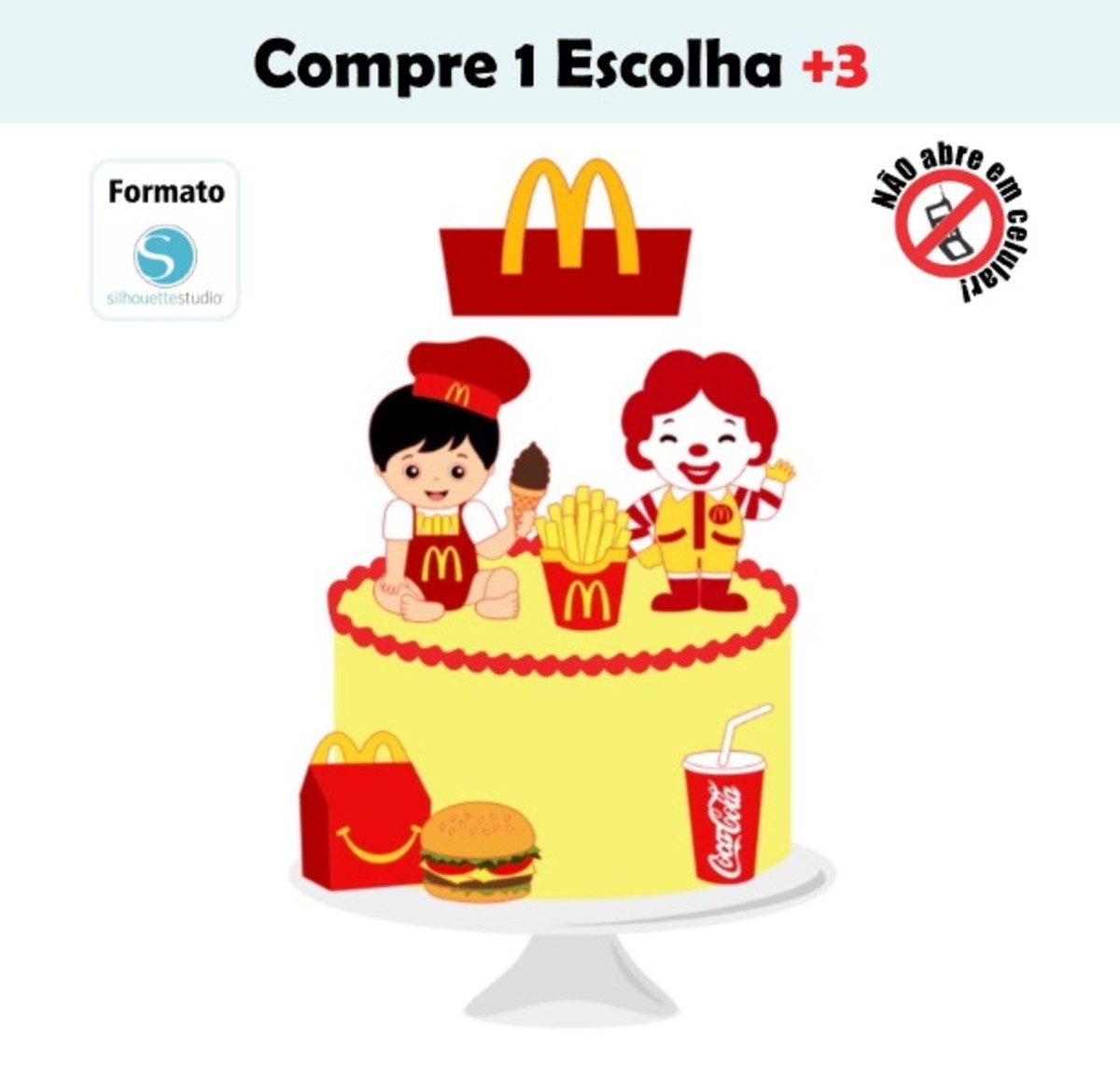 Arquivo de Corte Topo de Bolo Bebê Mc Donald Formato Studio